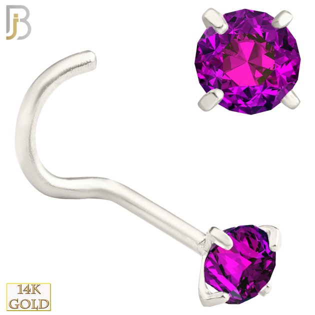 14-NR03CWR - 20g 14k White Gold Nose Screw with Ruby Colored CZ image 4