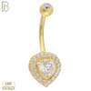 14-NB23 - 14k Solid Gold Heart Shaped CZ with Multi CZ Around Belly Ring image 0