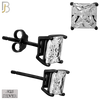 925-ES72-KC - .925 Sterling Silver Black Plated Earring Stud Casting Square Princess Cut Prong Setting Clear Zircon image 5