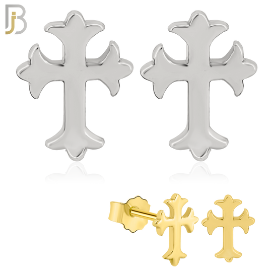 925-ES23 - .925 Sterling Silver Cross Design Earrings Studs image 0
