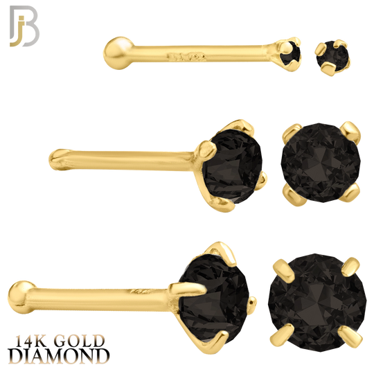 14-NR01DYK-22 - 22g - 14k Yellow Gold Nose Bone with Black Diamond in Prong Setting image 0