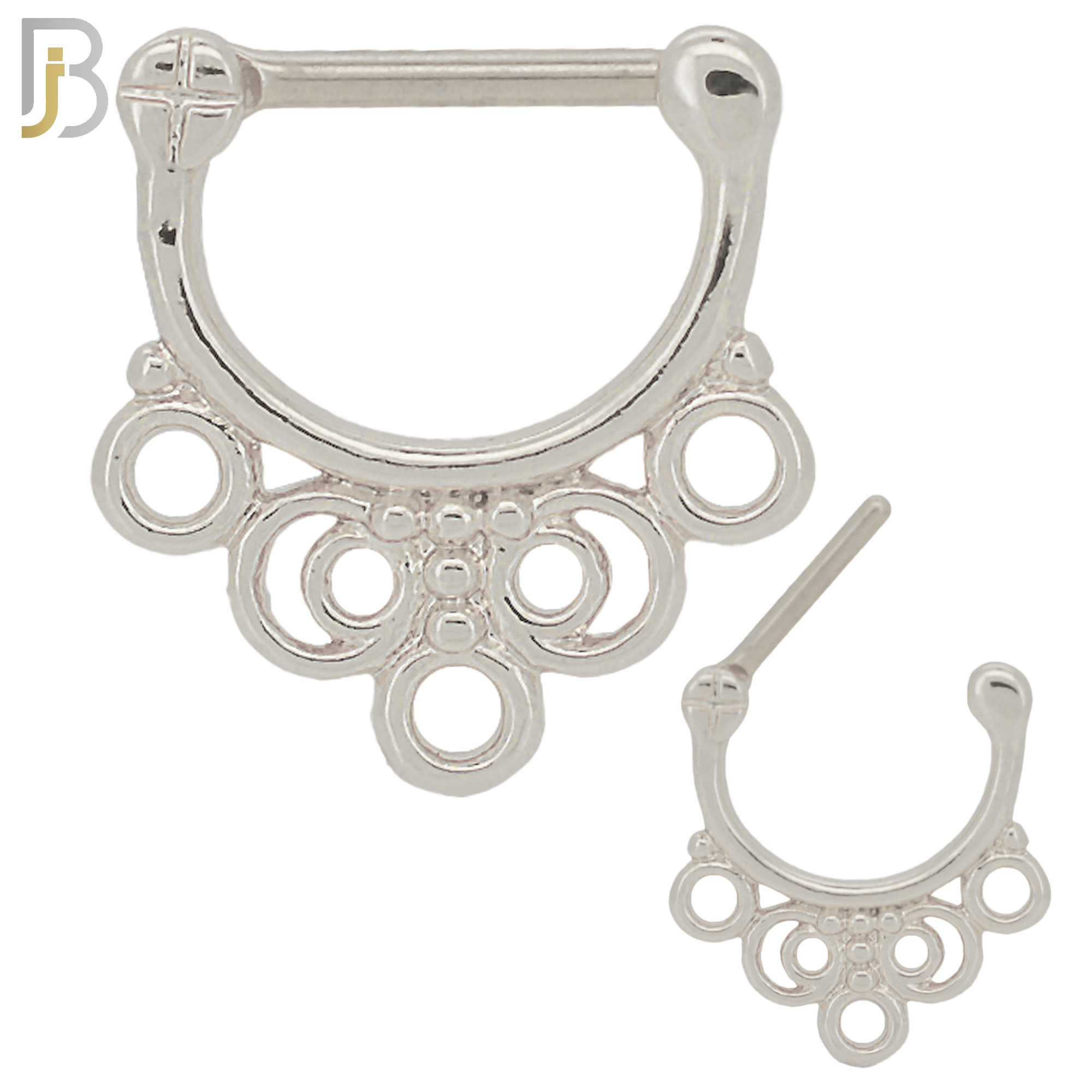 CT85 - 316 Stainless Steel Septum Clicker Gems Nose Rings (PACK OF 6) image 0