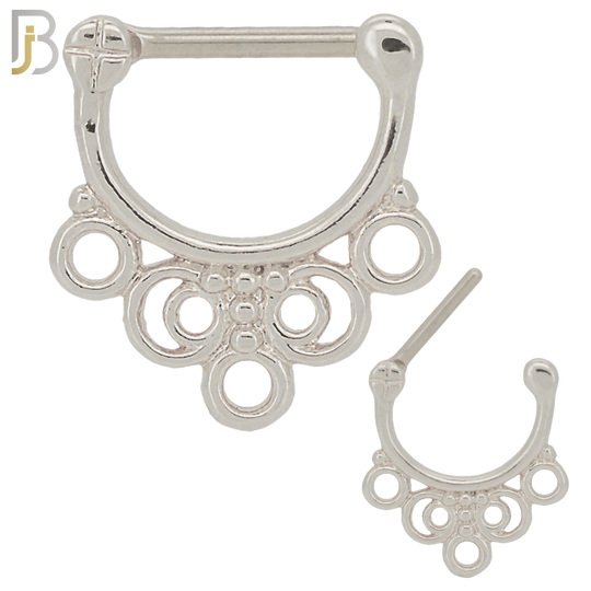 CT85 - 316 Stainless Steel Septum Clicker Gems Nose Rings (PACK OF 6) image 0