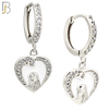 ES508 - 316L Stainless Steel Dangling Heart Woman Huggies Earrings image 1
