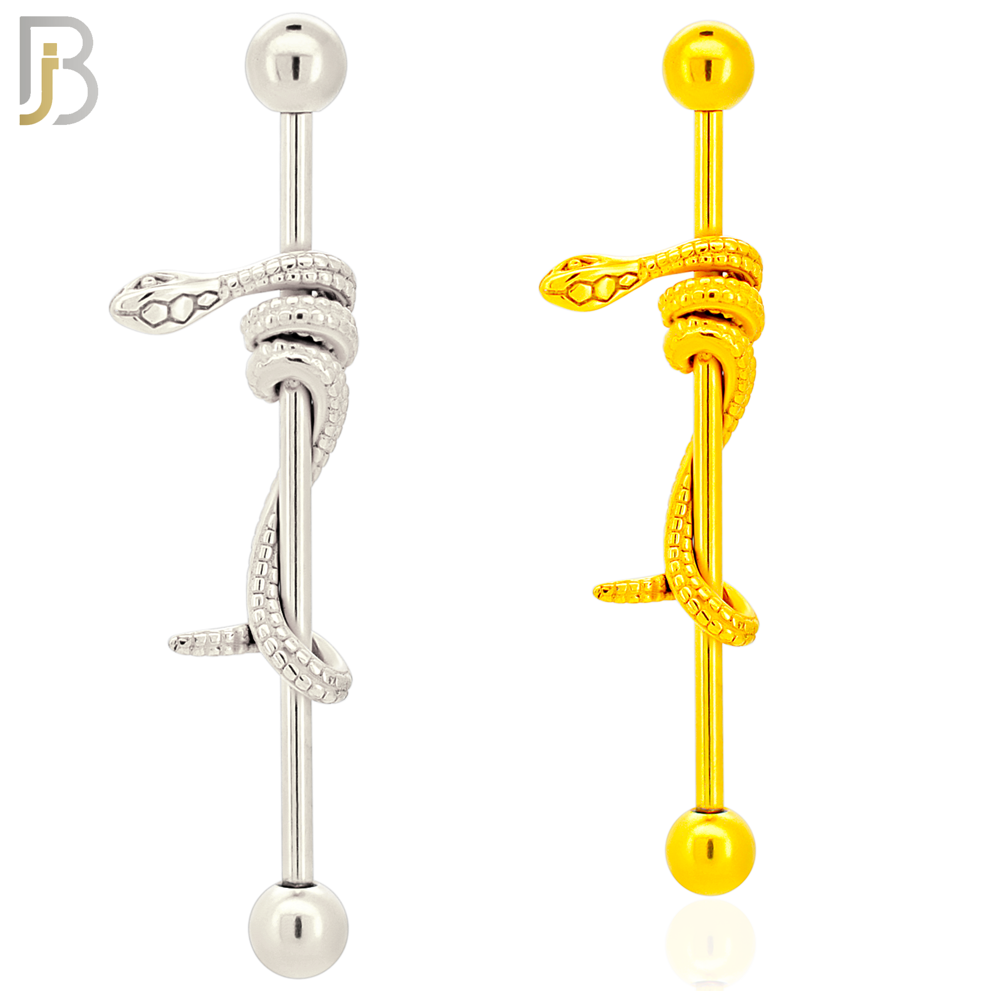 BB74 - 316L Surgical Steel Screw Bar with Snake Design Barbell Industrial (PACK OF 4) image 0