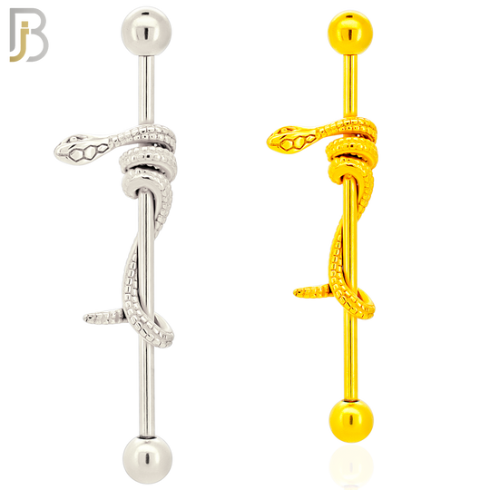 BB74 - 316L Surgical Steel Screw Bar with Snake Design Barbell Industrial (PACK OF 4) image 0