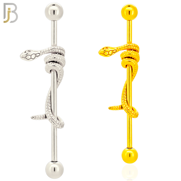 BB74 - 316L Surgical Steel Screw Bar with Snake Design Barbell Industrial (PACK OF 4) image 0