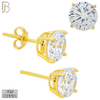 925-ES71-GC - .925 Sterling Silver Gold Plated Earring Stud Casting Round Prong Setting Clear Zircon - 7mm image