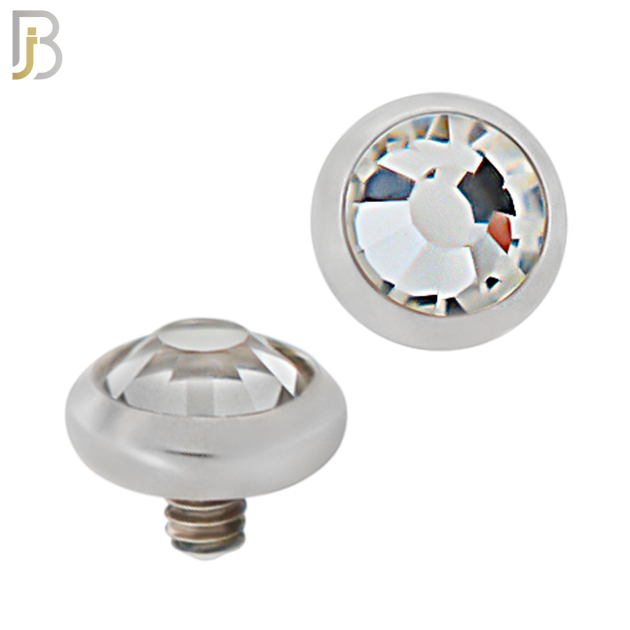 DM01SC - Surgical Steel Dermal Bezel Clear Cubic Zirconia 1.2mm Screw Top (PACK OF 6) image 3