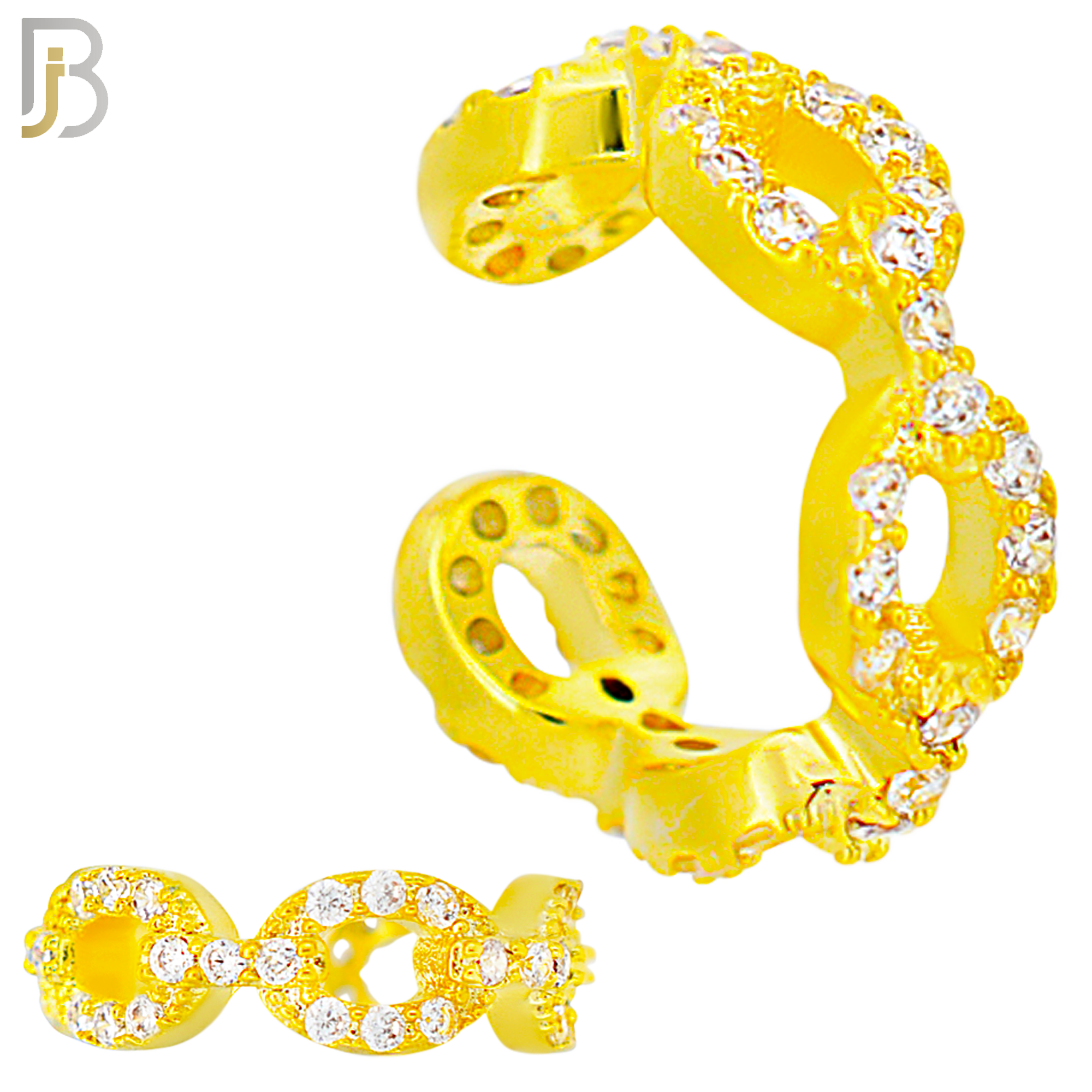 FES004 -  Chain Link with Zircon Ear Cuff in Brass (Sold Per Piece) image 2