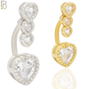 NB57 - 316L Stainless Steel Heart Shaped Clear Zircon Banana Belly Ring image 0