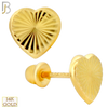 14-ES248Y - 14k Yellow Gold Ribbed Heart Earrings with Screw Backing image 0