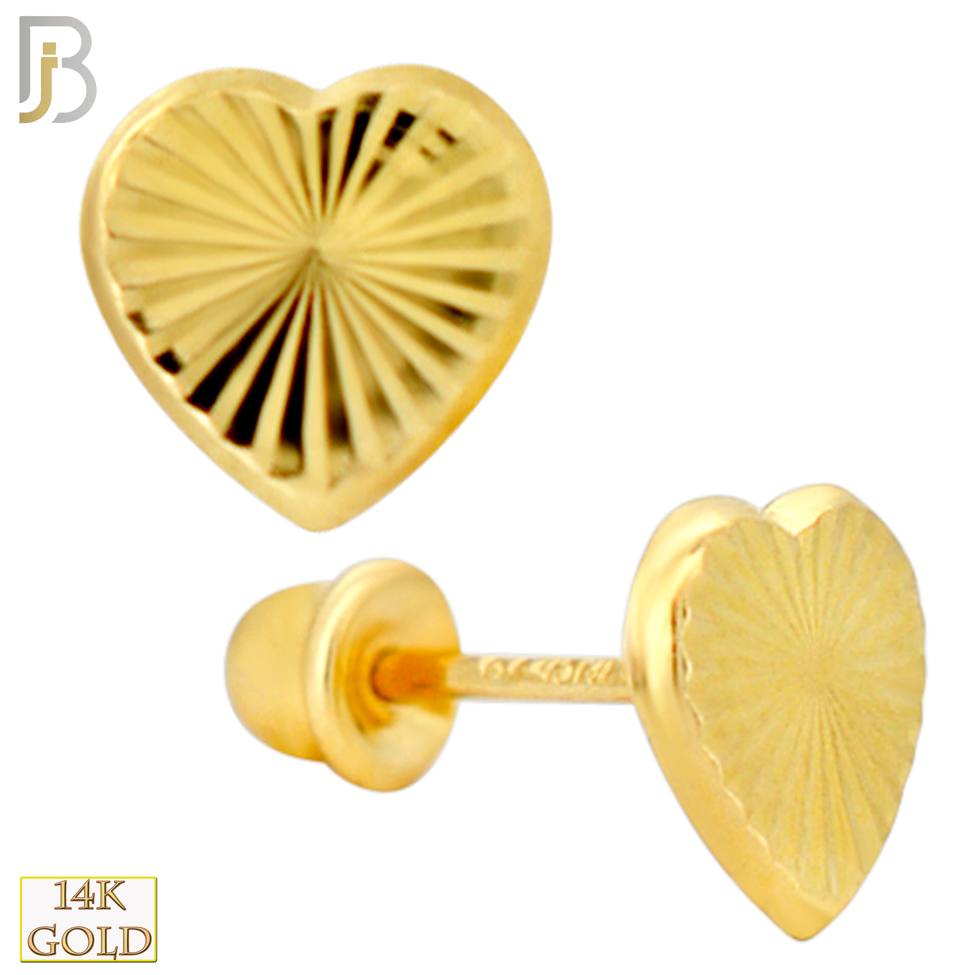 14-ES248Y - 14k Yellow Gold Ribbed Heart Earrings with Screw Backing image 0