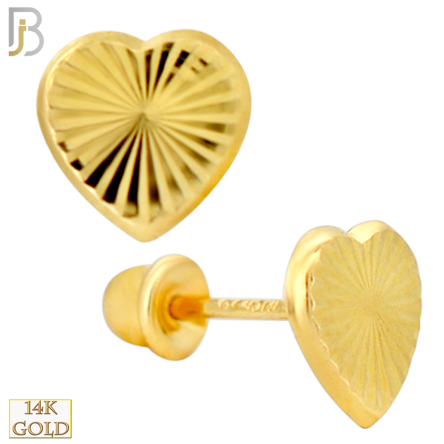 14-ES248Y - 14k Yellow Gold Ribbed Heart Earrings with Screw Backing image 0