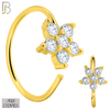 925-CT27 - 925 Sterling Silver Five Petal Star Shaped Flower Design Nose Hoops 22g Thick 8mm wide (Pack of 6) image 1