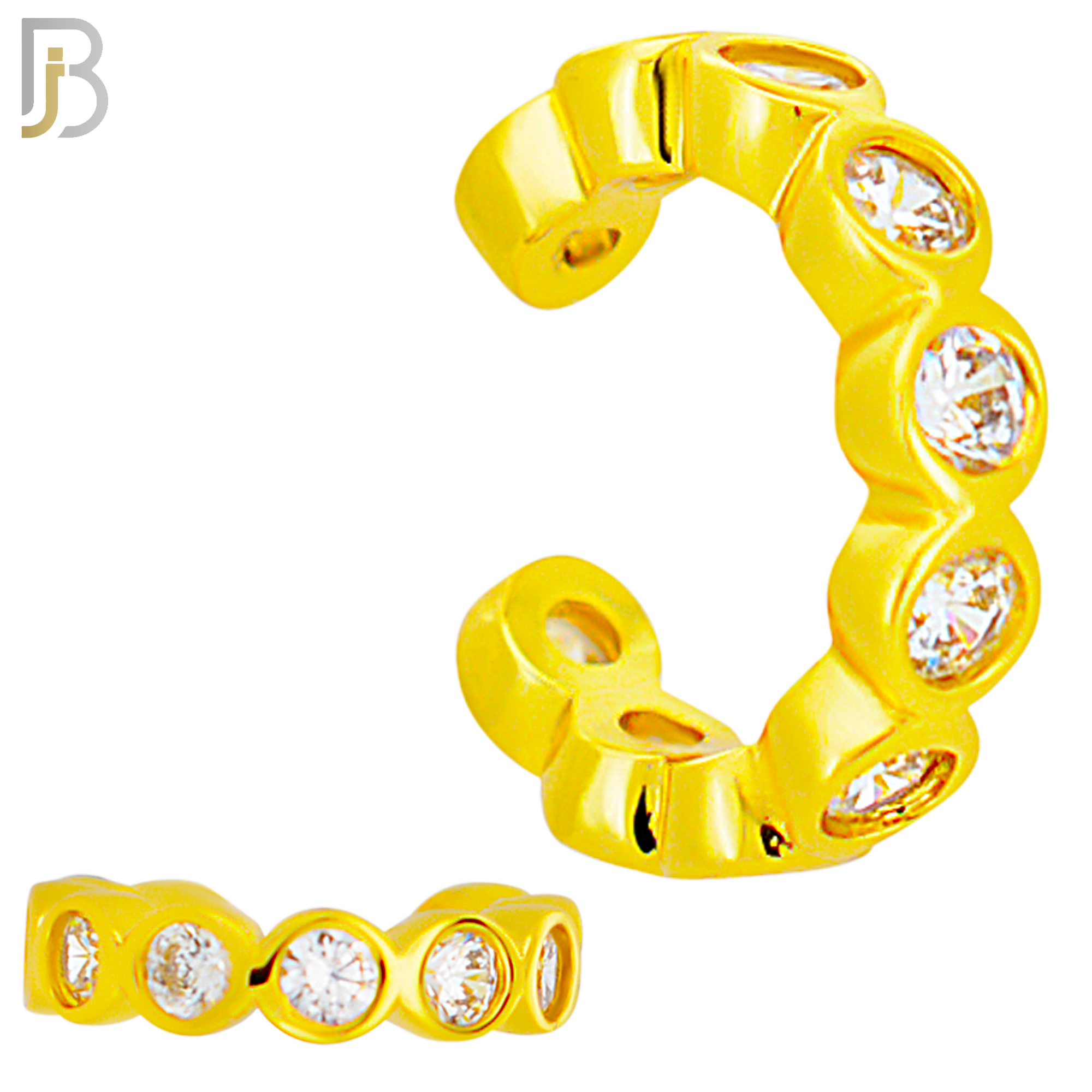 FES003 -  Zircon in Bezel Set Ear Cuff in Brass (Sold Per Piece) image 2