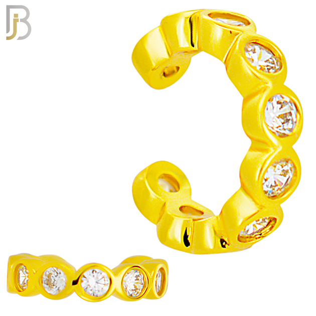FES003 -  Zircon in Bezel Set Ear Cuff in Brass (Sold Per Piece) image 2