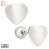 925-ES203 - Screw Ball Back - .925 Sterling Silver Plain Heart Design Earring Stud image 1