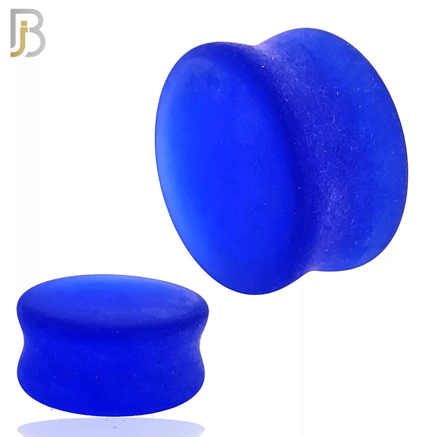 PSTFB - Natural Stone Frosted Blue Quartz Double Flare Plugs image 0