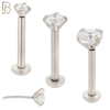 LB17S16 - 16g Thickness 316L Surgical Steel Prong Setting Round Push In  Zircon Labret (PACK OF 6) image 0
