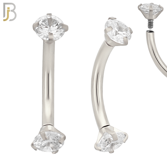 EC04SC - 316L Surgical Steel Curved Prong Setting Zircon Internally Threaded (PACK OF 6) image 3