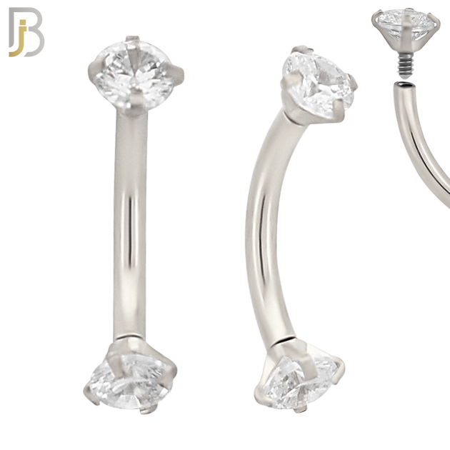 EC04SC - 316L Surgical Steel Curved Prong Setting Zircon Internally Threaded (PACK OF 6) image 3