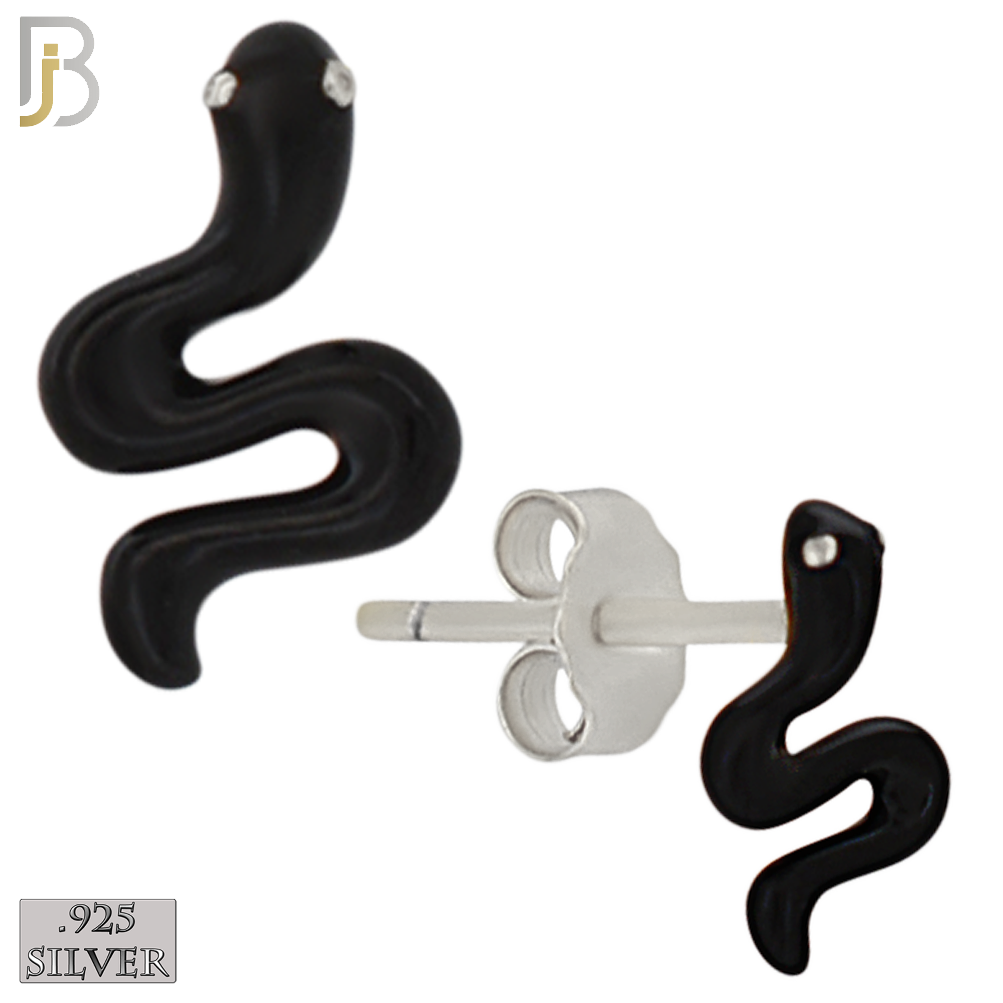 925-ES476 - 925 Sterling Silver Enamel Coated Snake Push Back Stud Earring image 4