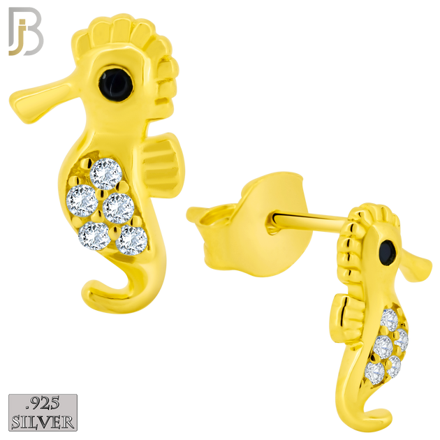 925-ES365 - .925 Sterling Silver Seahorse Stud Earrings image 2