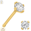 14-NR01CY-20 - 20g Thickness 14k Solid Yellow Gold Prong Setting Round Cubic Zircona Nose Bone - 2mm image