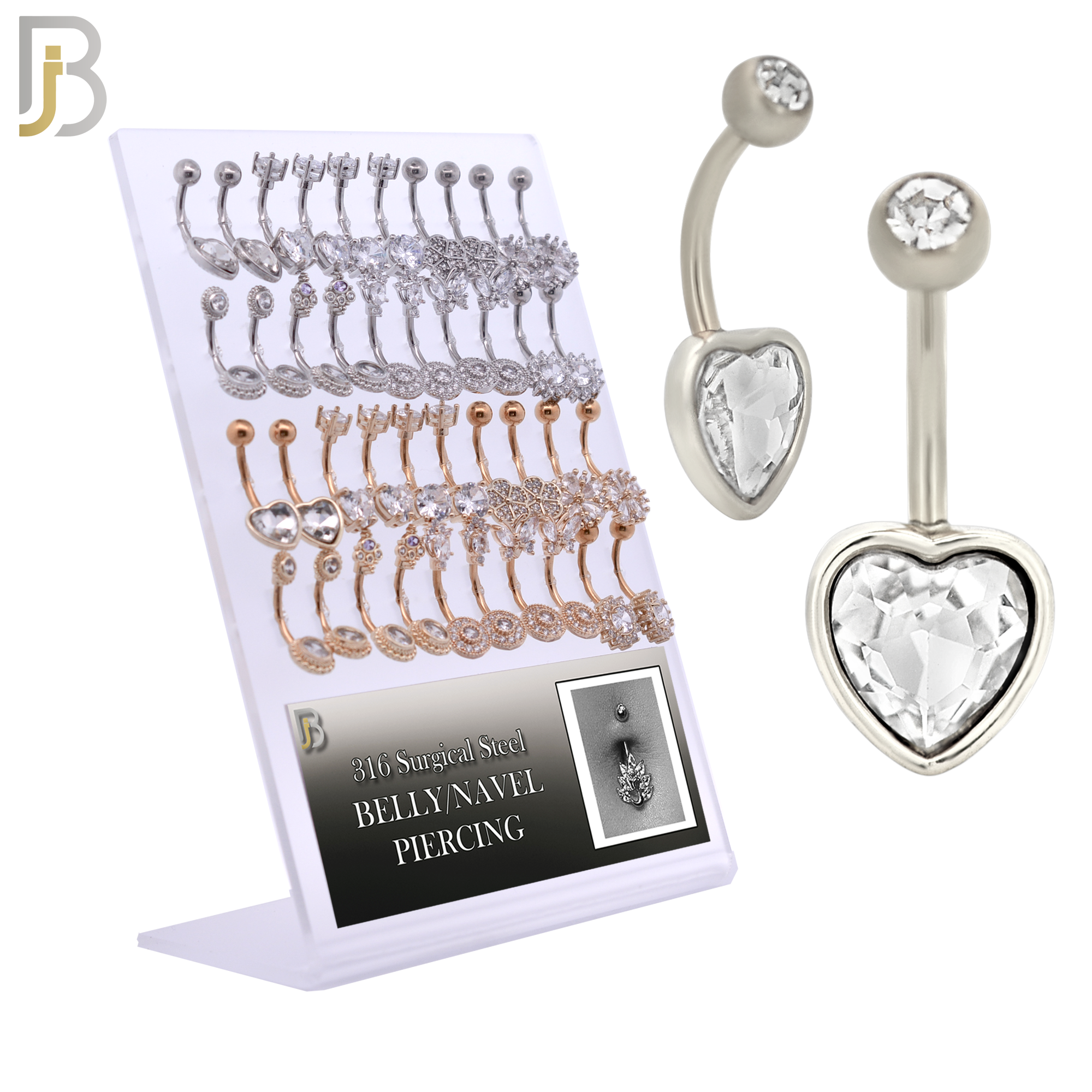 PK-NB34 - 316L Surgical Steel Different Designs Banana Belly Ring Pack of 40 image 0