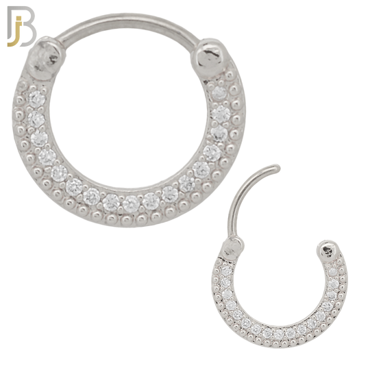CT77 - 316 Surgical Steel Beads and Zircon Rows Nose Clicker for Septum Piercing (PACK OF 6) image 0