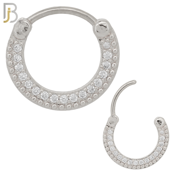 CT77 - 316 Surgical Steel Beads and Zircon Rows Nose Clicker for Septum Piercing (PACK OF 6) image 0