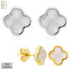 925-ES520 - 925 Sterling Silver Clover Stud Earrings – Enamel Finish image 0