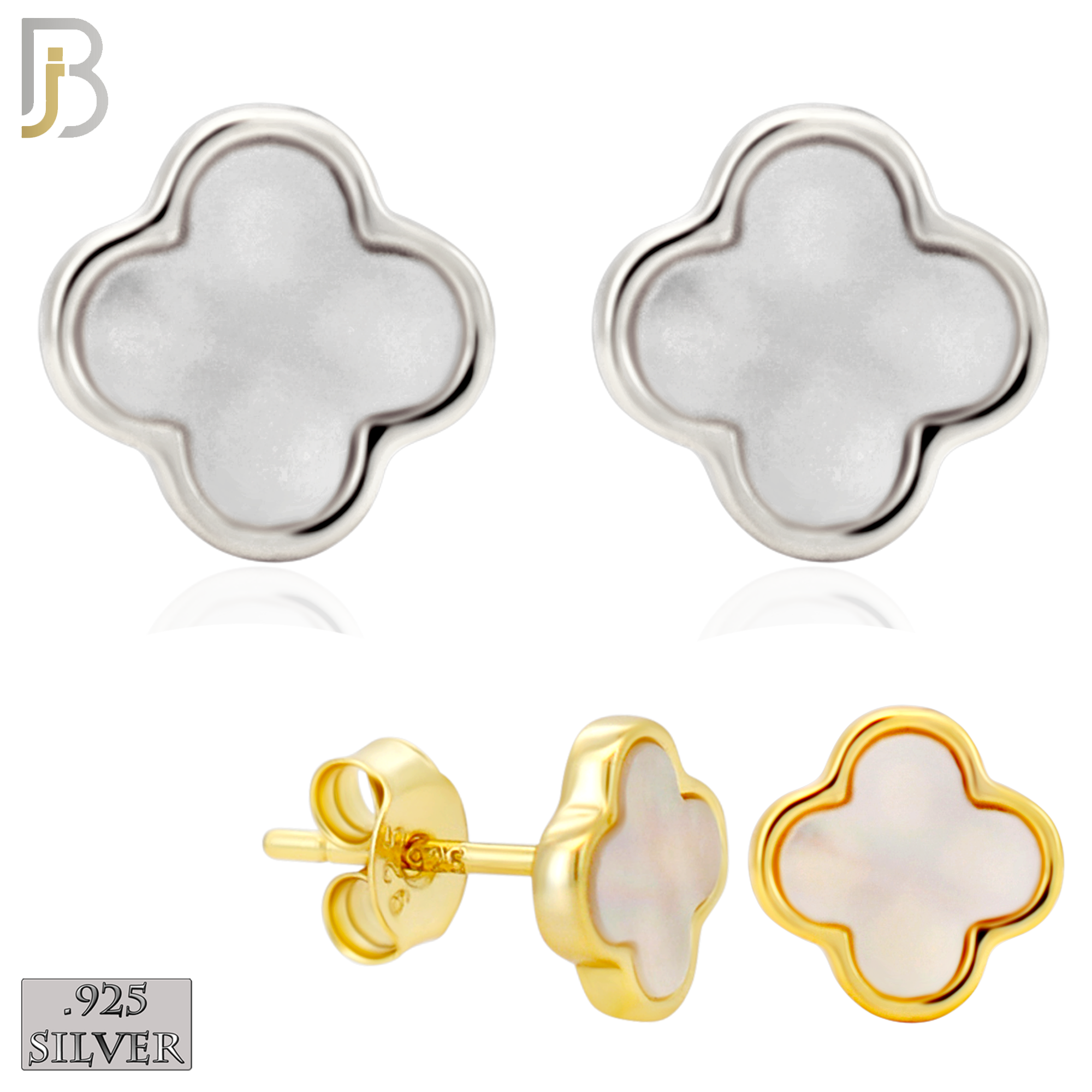 925-ES520 - 925 Sterling Silver Clover Stud Earrings – Enamel Finish image 0