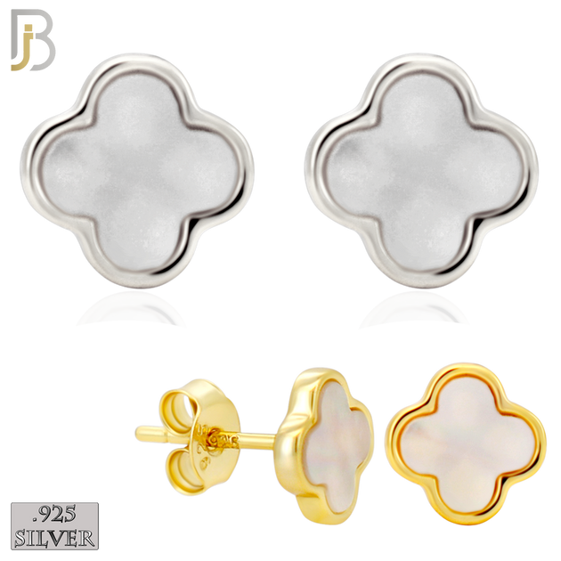 925-ES520 - 925 Sterling Silver Clover Stud Earrings – Enamel Finish image 0