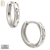925-ES450 - .925 Sterling Silver Hoop Huggies with 5 Zircon image 1