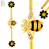 BB20 - 316L Surgical Steel Screw Bar Bee with Flower Design with Zircon Barbell Industrial (PACK OF 4) image 2