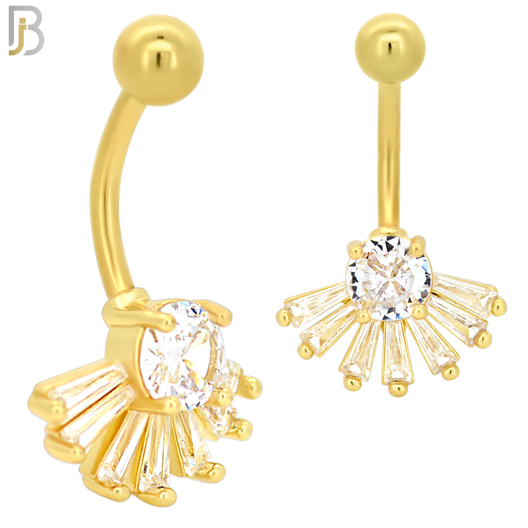 NB23 - 316L Stainless Steel Upside Down Sunrise Zircon  Banana Belly Navel Ring image 2