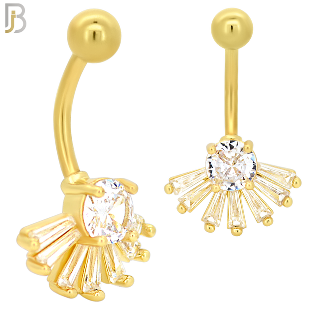 NB23 - 316L Stainless Steel Upside Down Sunrise Zircon  Banana Belly Navel Ring image 2