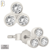 925-ES418 - Push Back - 925 Sterling Silver Three Bezel Set Round CZ in Triangle Stud Earrings image 0