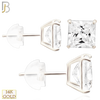 14-ES07WC - 14K White Gold Silicone Back Stud Earrings Casting Prong Setting with Square Clear Zircon image 0