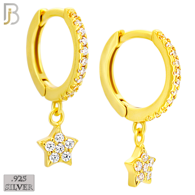 925-ES441 - 925 Sterling Silver Dangling Star Huggies Earring with Multi Zircon image 2