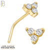 14-NR20LD - 14k Yellow Gold Prong Setting Three Stone Triangle L Shape Nose Stud with SI1 / G Diamonds image 0