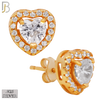 925-ES314 - 925 Sterling Silver Heart Shaped Zircon with Multi Zircon Around Stud Earrings image 3