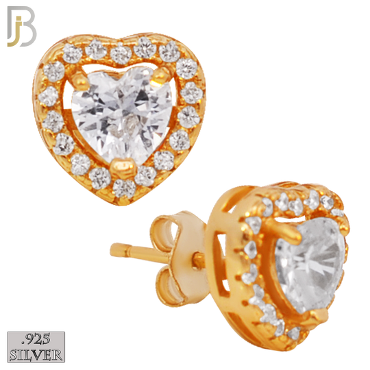 925-ES314 - 925 Sterling Silver Heart Shaped Zircon with Multi Zircon Around Stud Earrings image 3