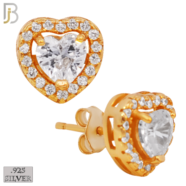 925-ES314 - 925 Sterling Silver Heart Shaped Zircon with Multi Zircon Around Stud Earrings image 3