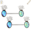NP68 - 316L Surgical Steel Pineapple Design with Multi Color Zircon Nipple Ring image 1