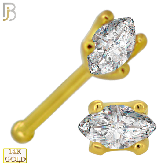 14-NR101B - 14k Yellow Gold Nose Ring with Marquise Cut CZ in Prong Setting image 0