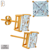 925-ES72-RC - .925 Sterling Silver Rose Gold Plated Earring Stud Casting Square Princess Cut Prong Setting Clear Zircon image 8