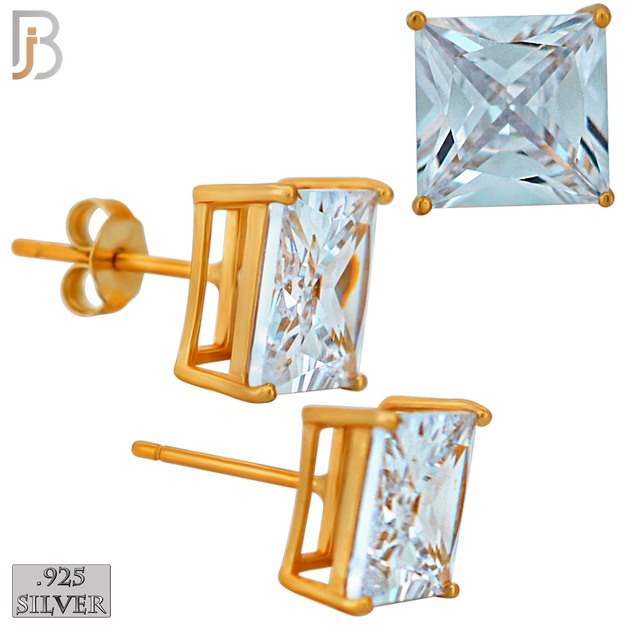 925-ES72-RC - .925 Sterling Silver Rose Gold Plated Earring Stud Casting Square Princess Cut Prong Setting Clear Zircon image 8
